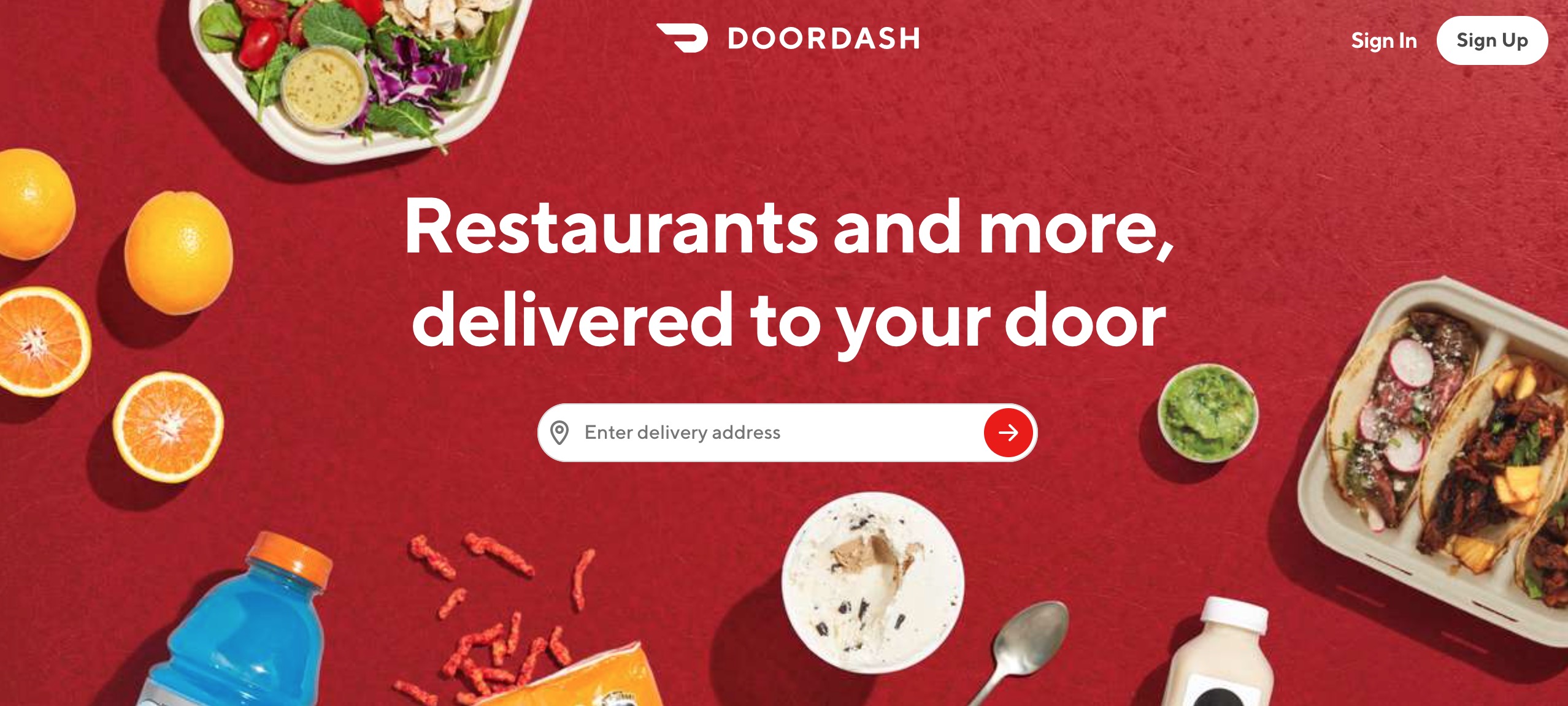 DoorDash main page
